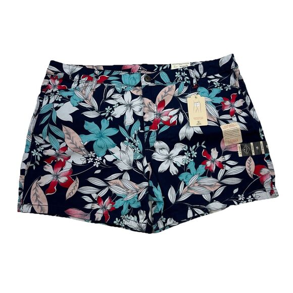 St. John's Bay Pants - St Johns Bay Shorts Womens Size 18 Blue Floral Tropical Mid Rise Floral Beach
